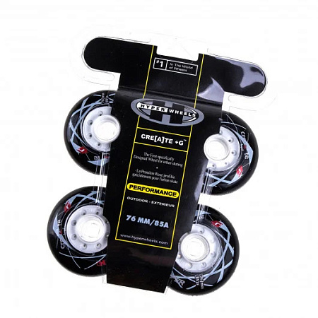 Колеса для роликовых коньков HYPER Create+G 76/85A Black/White (4 шт.)